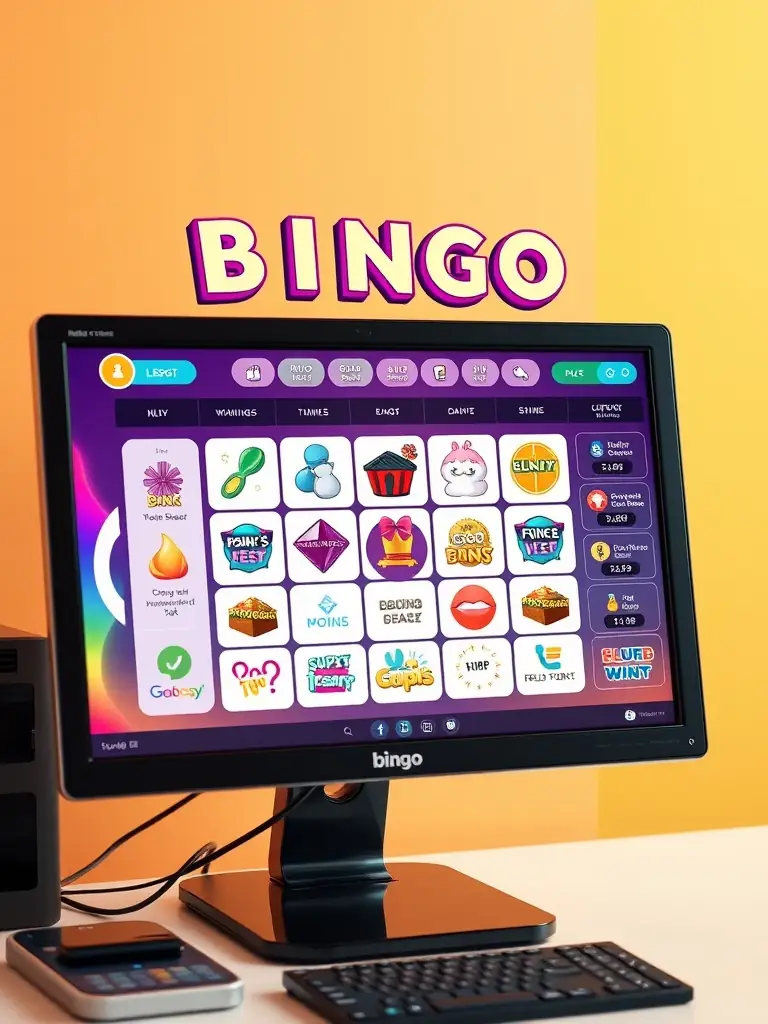 A colorful and engaging thumbnail of a bingo card with marked numbers and a dauber, set against a festive background, ideal for representing specialty games.